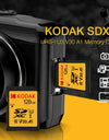KODAK SD Cards for Camera 100MB/s High Speed Memory Card 256GB 128GB 64GB SDXC C10 A1 U3 V30 UHS-I sdcards for 4K HD SLR DV