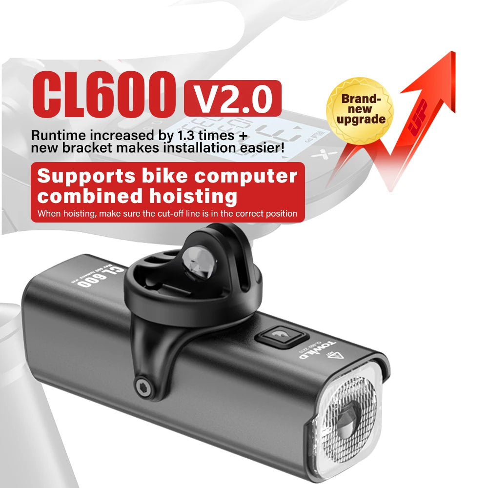 CL600S Bike Light Front Lamp 600 lumens USB Rechargeable LED 2600mAh Bicycle Light IPX6 Waterproof MTB Bicycle headlights