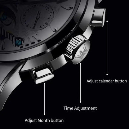 Flywheel Automatic Watch Calendar Display Waterproof Stainless steel High Quality Mechanical Men's Wristwatch