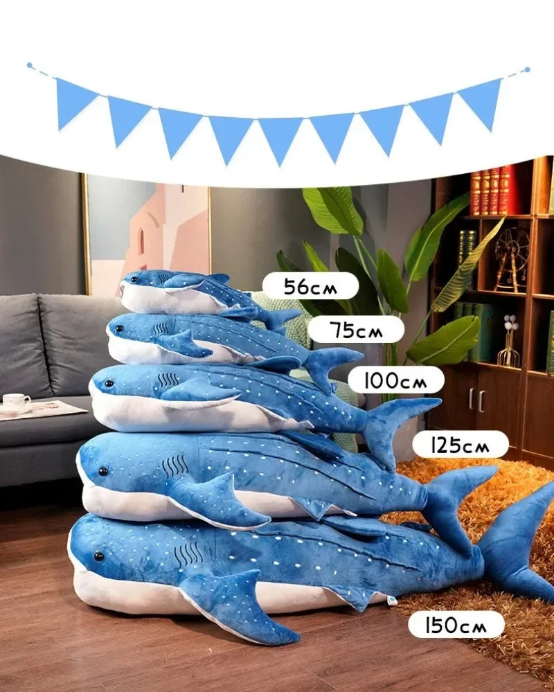 Large Whale Shark Body Pillow Long Cute Fish Stuffed Sofa Decorative Plush Body Pillow Whale Shark Back Plush Cushion Decor Gift
