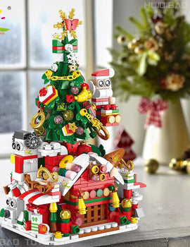 Christmas 8IN1 Santa Claus Tree Model Building Block DIY Elk Snowman Bricks Ornament Toys for  Adult Gift
