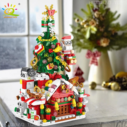 Christmas 8IN1 Santa Claus Tree Model Building Block DIY Elk Snowman Bricks Ornament Toys for  Adult Gift