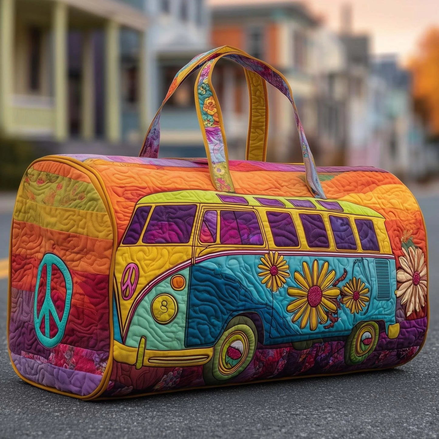 3D Bus Print Travel Duffle Bag Yoga Handbag