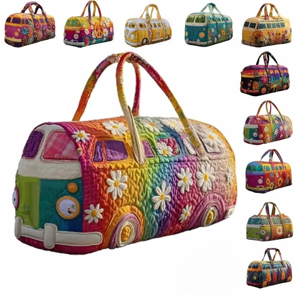 3D Quilted Travel Duffle Bag Large Capacity Weekender Tote