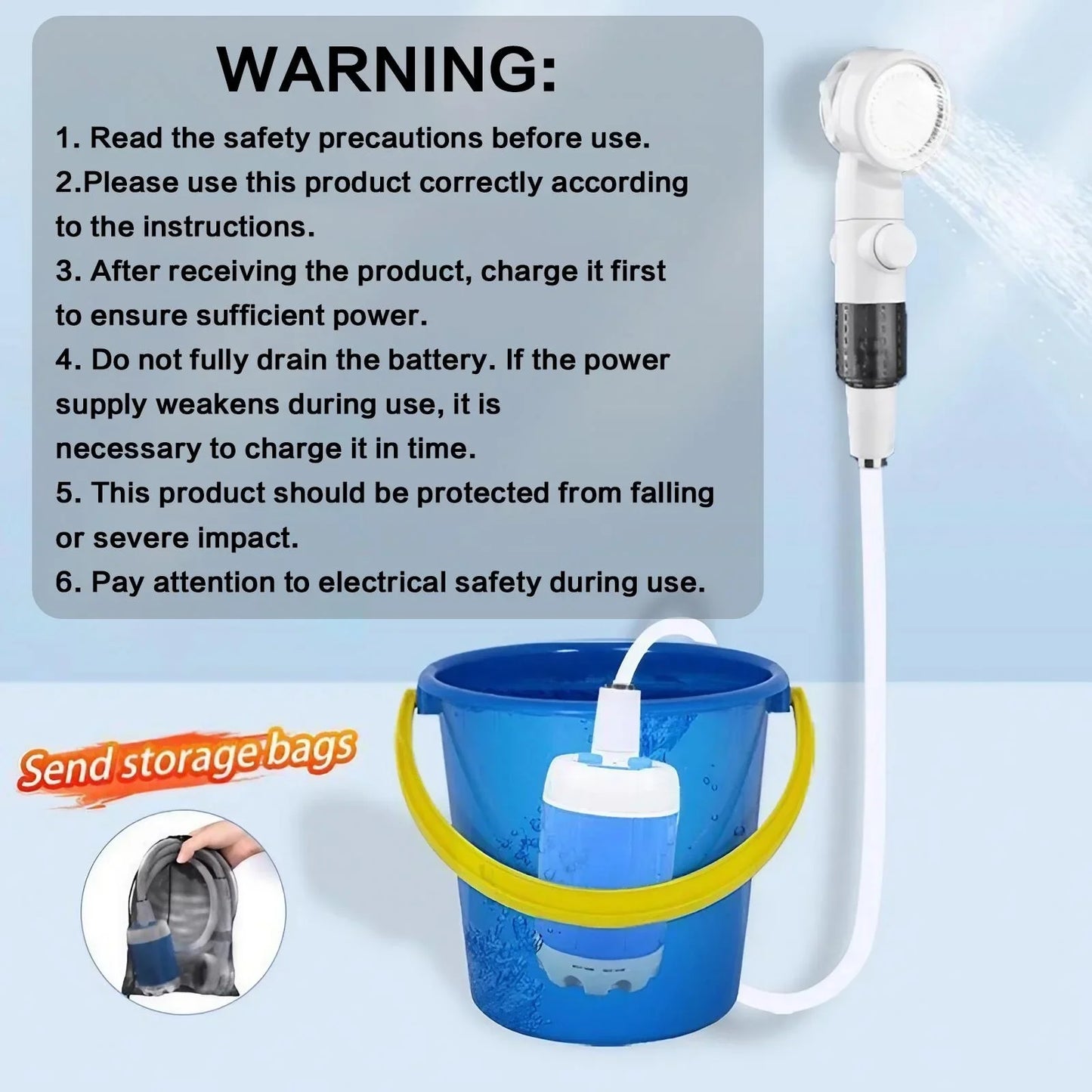 Portable Rechargeable Handheld Outdoor Camping Shower Kit