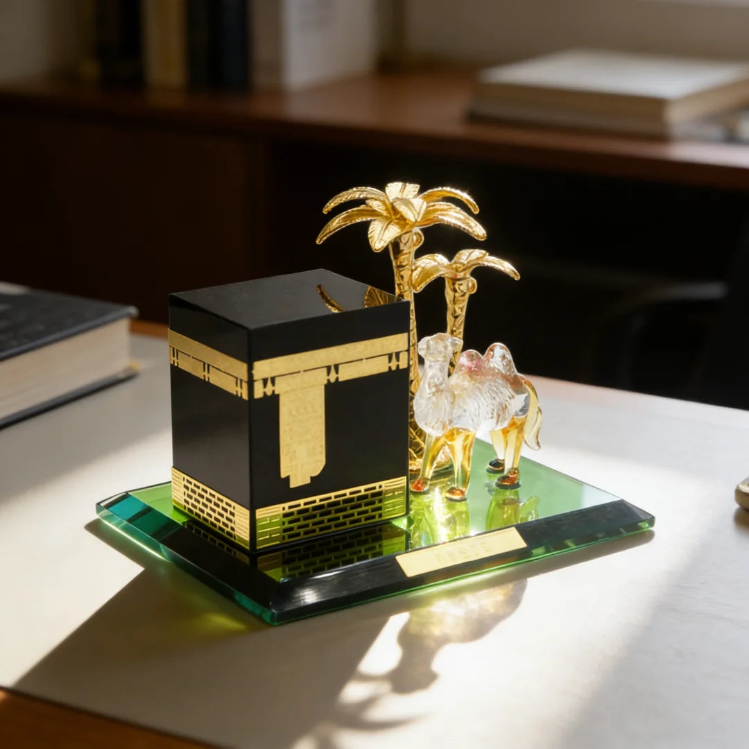 Islamic Mecca Decoration Model with Camel Palm Tree Miniature Muslim Home Décor Ornament Display Ramadan Eid Gift