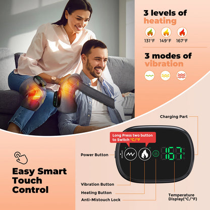 Heated Vibration Knee Massager 3-in-1 Knee Pad Shoulder Pad and Elbow Pad Multifunctional Heating Massage Pads