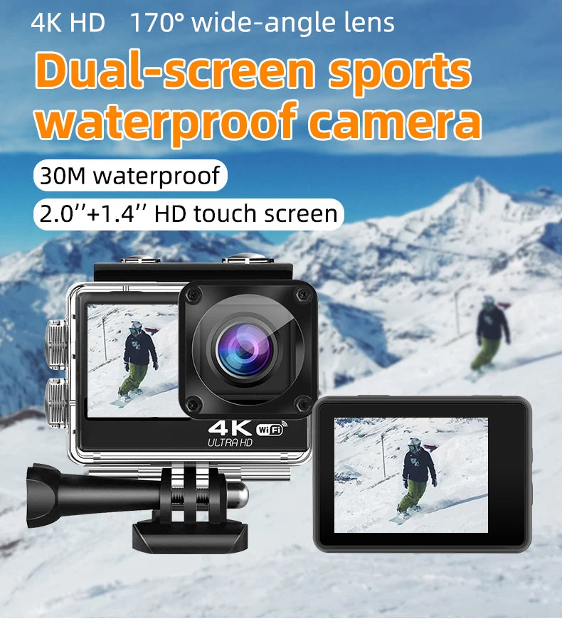 Action Sports Camera 4K Action Cam Pro Touchscreen Helmet Motorbike Helmet Cameras Video Recording Outdoor Waterproof WiFi