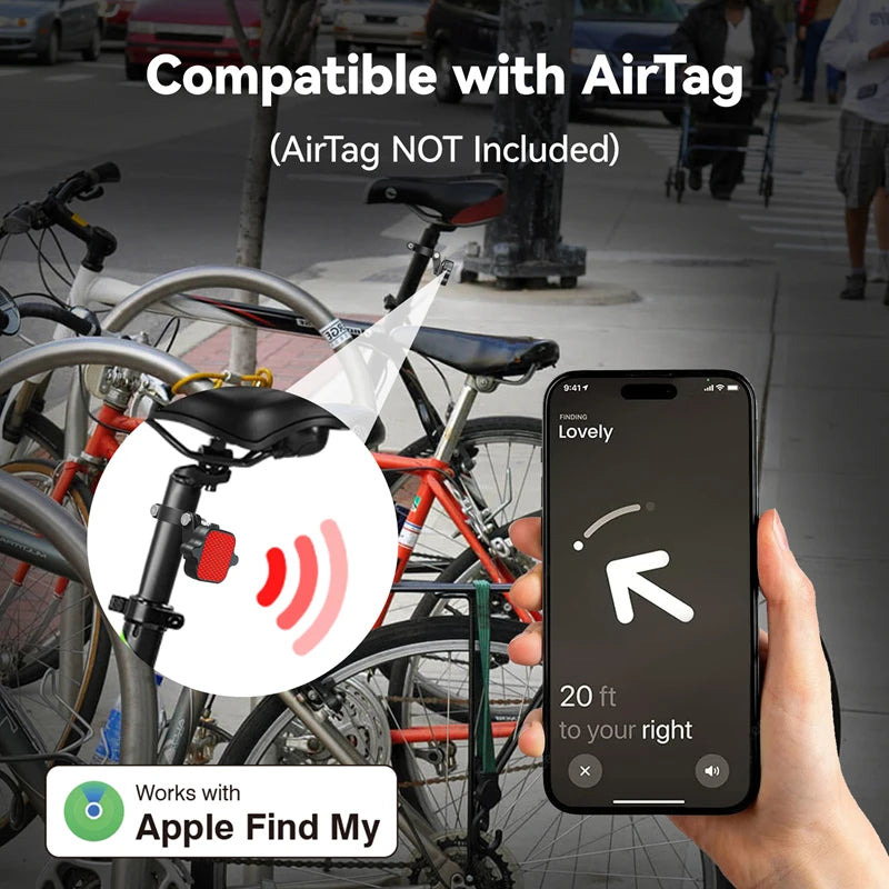 Bicycle Airtag Tracker Reflective Bracket Road Bike Hidden Locator Anti-theft Anti-lost Multi-function Bracket Warning Light