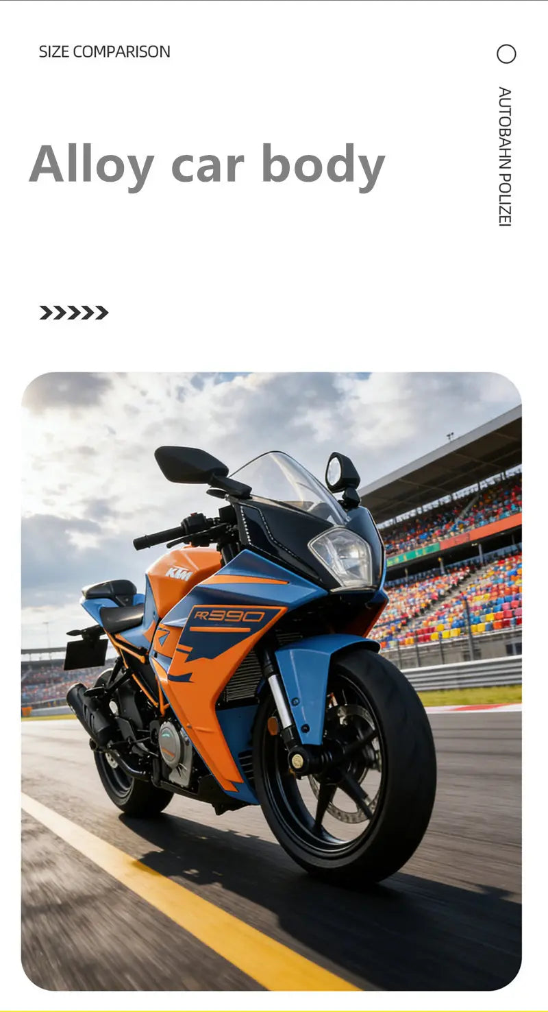 Diecast KTM RC 390 Racing Motorcycle Model 1 to 12 Scale