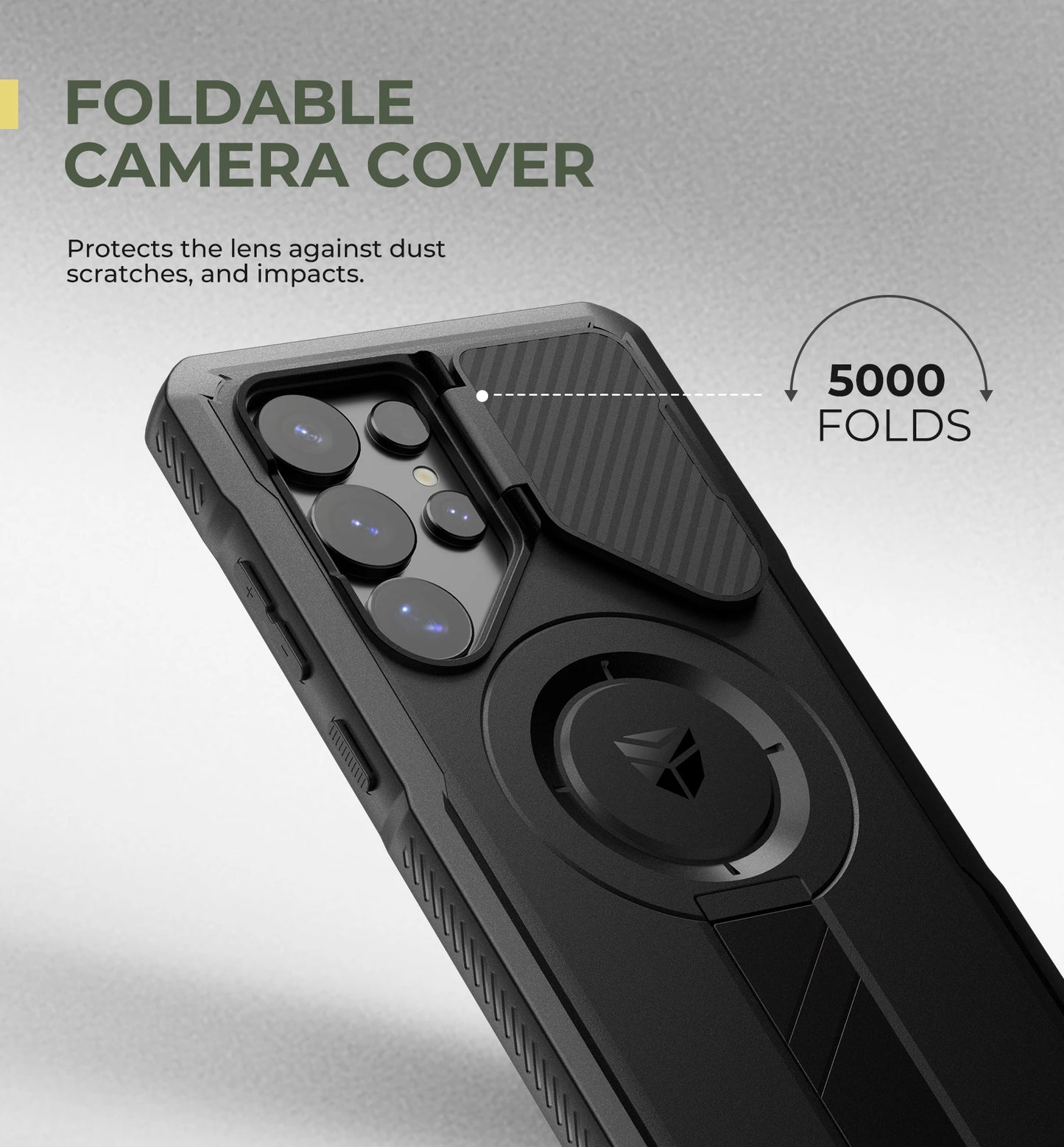 For Samsung Galaxy S25 Ultra Rugged Armor Shockproof Case with Built-in Sliding Camera Cover Built-in Screen Protector Kickstand