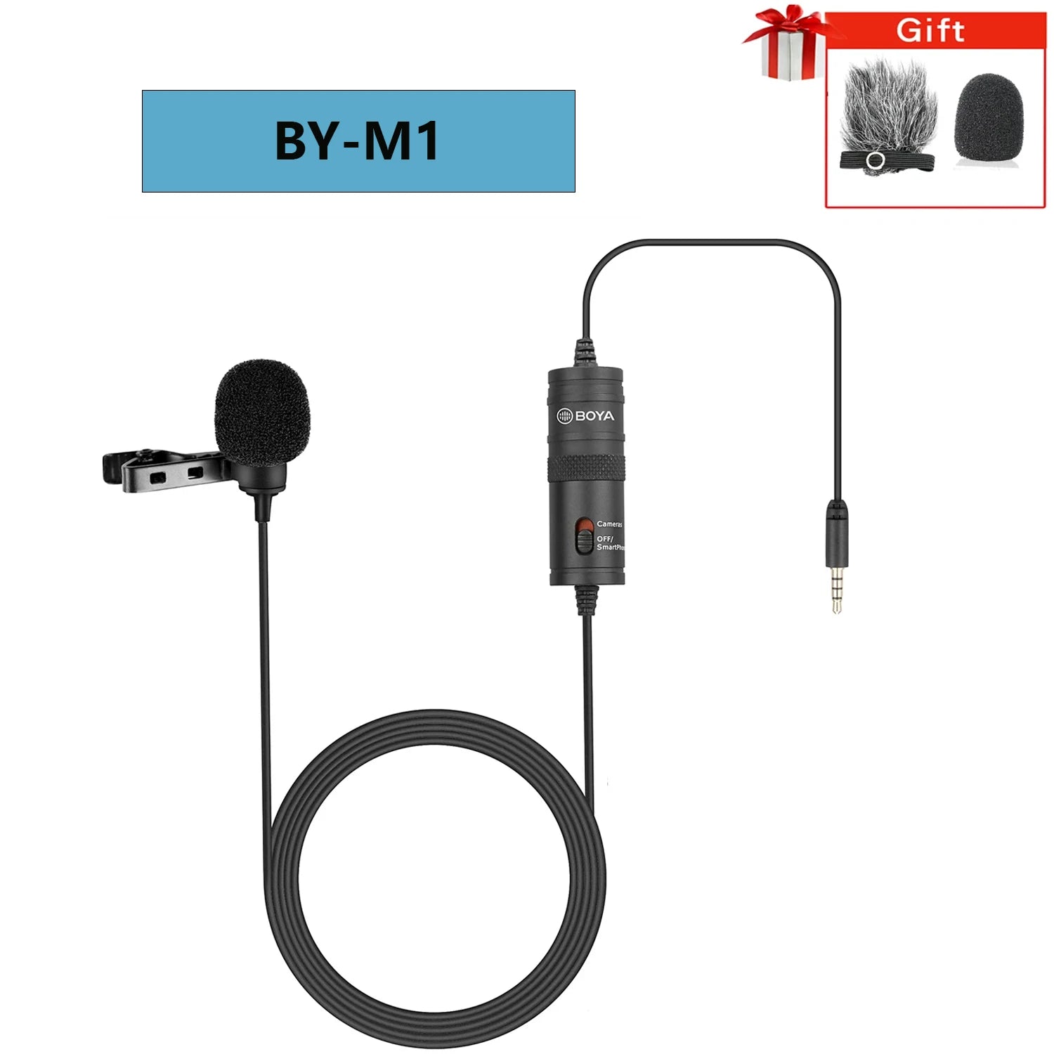 BY-M1 6m Professional Condenser Lavalier Lapel Microphone for PC Computer Laptop Smartphone iPhone DSLR Youtube Streaming