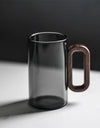 350ml High Borosilicate Glass Coffee Cup with Walnut Wooden Handle Heat-Resistant Glass Home Tea Milk Coffee Mug Breakfast Cups