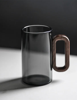350ml High Borosilicate Glass Coffee Cup with Walnut Wooden Handle Heat-Resistant Glass Home Tea Milk Coffee Mug Breakfast Cups
