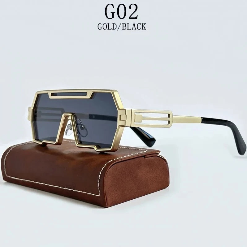Square Steampunk Metal Sunglasses With UV400 Protection