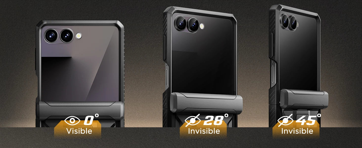 For Galaxy Z Flip 7 Case with Kickstand & 360° Rotatable Belt-Clip Built-in Privacy Screen Protector Hinge Protection Phone Case
