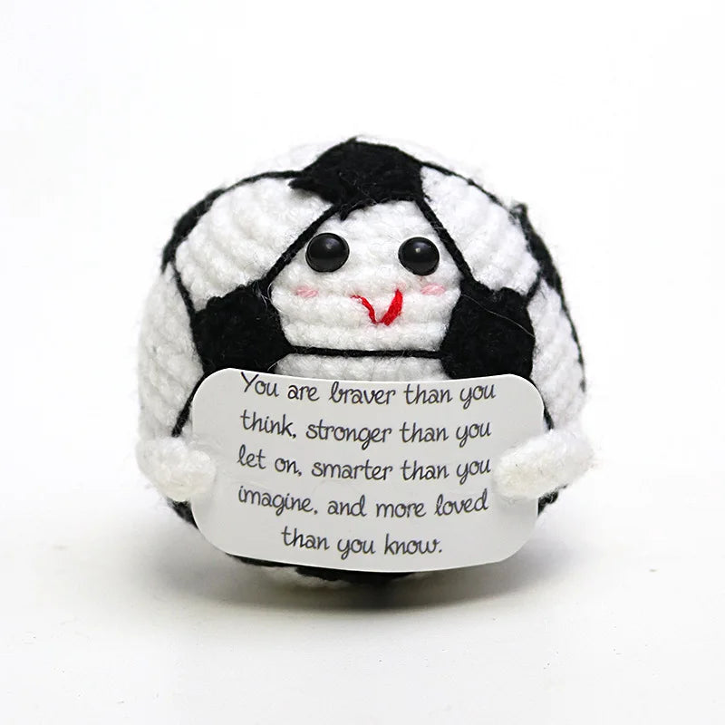 3 Pcs Positive Crochet Hedgehog Doll with Affirmation Card Home Room Decoration Funny Handmade Plush Doll Ornaments Christmas Gifts