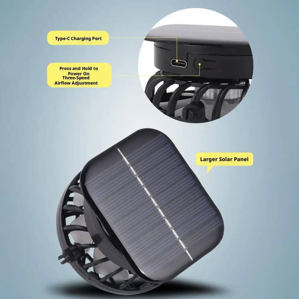 Wide Brim Sun Hat With Dual Fans Solar And USB Charging