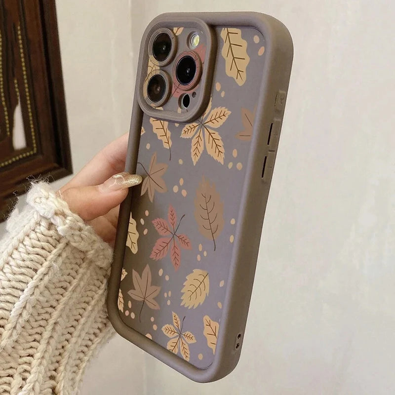 Floral Pattern Protective Camera Lens Phone Case For iPhone 17 16 14 15 Pro Max Air 16E Cover