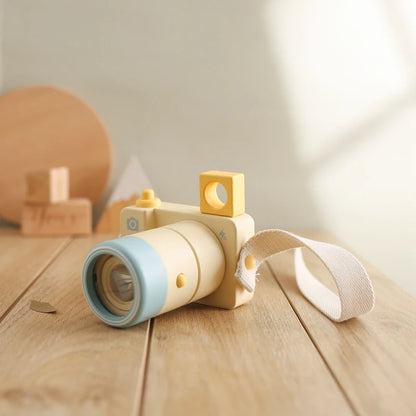 Wooden Fashion Camera Pine Detachable Camera Toy Pendant Baby Block DIY Present Nursing Gift Outdoor Adventure Simulation Camera