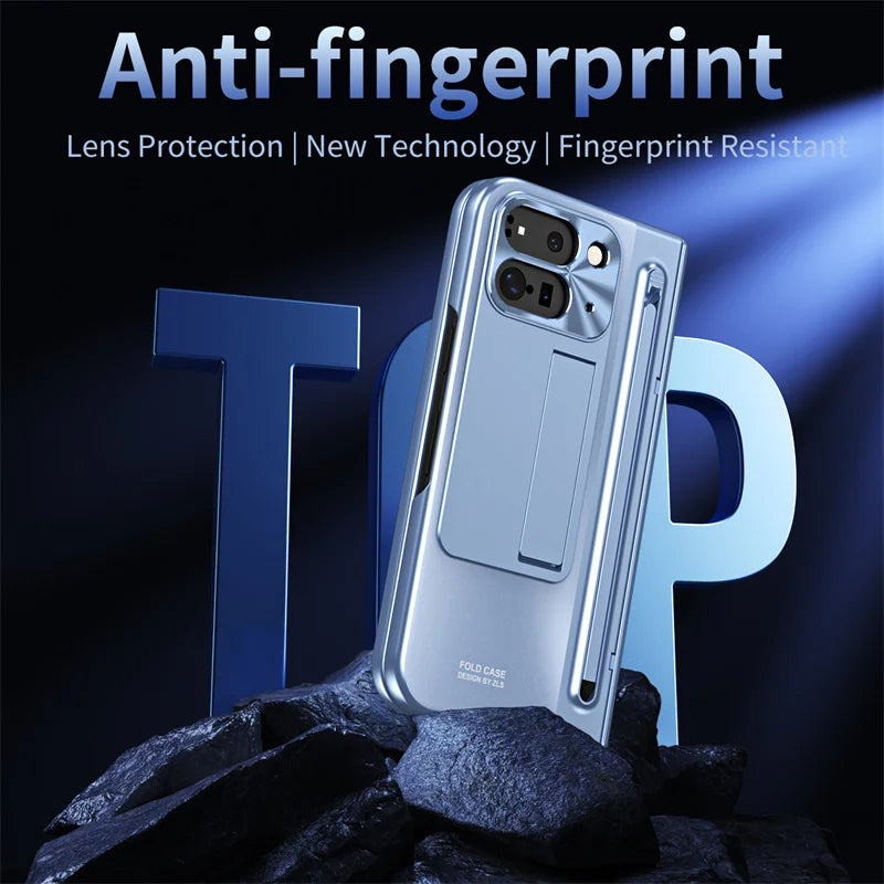 Electroplated Frosted lens Protection Tempered Glass Film Phone Case for Google Pixel 9 Pro Folding Hinge Phone Case