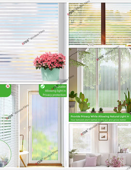 Frosted Privacy Striped Window Film Office Decorative Self Adhesive Glass Window Decals Width 65/75/85/90 by 200 cm