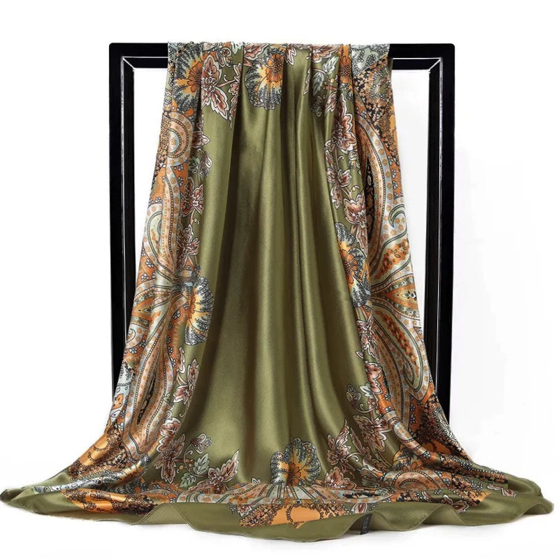 Scarves For Women Print Silk Satin Head Scarf Female Luxury Brand Square Shawl Large Hijab Scarfs