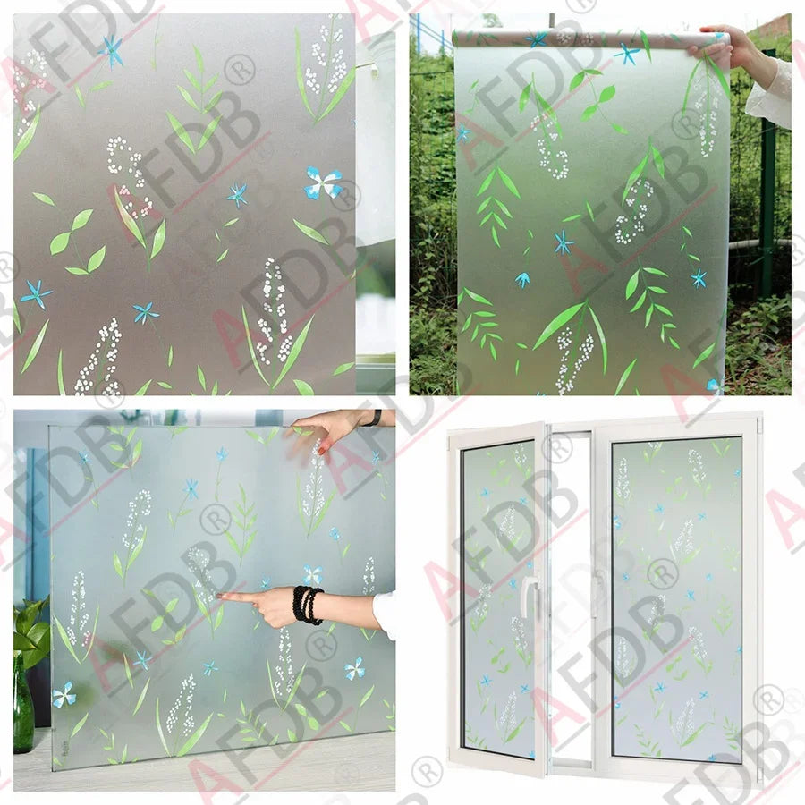 Frosted Window Film Privacy Opaque Window Stickers Self Adhesive Glass Vinyl Film for Kitchen Bathroom Office Matte Glass Stain