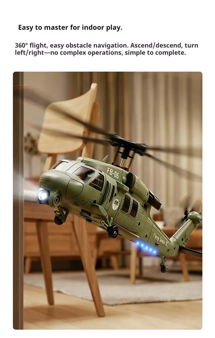 FB06 Black Hawk Remote Control Helicopter 4 Channel Optical Flow Positioning Simulation Model