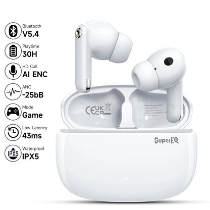 SuperEQ S10 Bluetooth Earphones Active Noise Cancelling Wireless Earbuds With Microphone TWS Bluetooth 5.4 Headset AAC