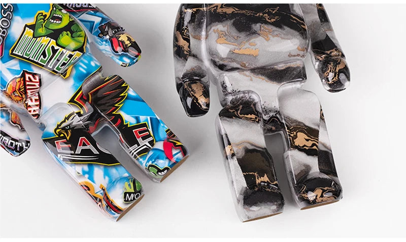 27cm Graffiti Bear Figurine Home Decoration Animal Statue Storage Money Jar Modern Room Sculpture Table Decor  Statues