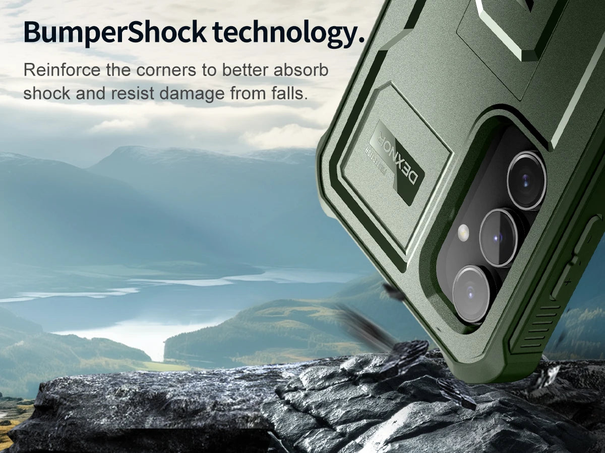 For Samsung Galaxy S23 FE 360 Full Body Bumper Military Grade Armor Shockproof Shell Case Bracket with Built in Screen Protector
