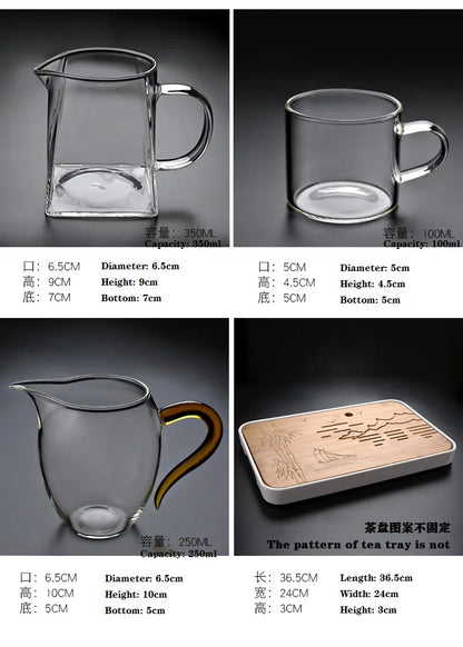 Heat-resistant glass tea set magnetic water diversion rotating cover bowl semi-automatic tea maker lazy teapot Kungfu tea set