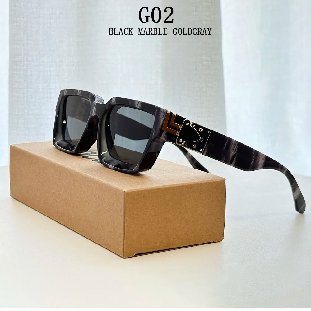 Retro Square Frame Sunglasses With UV400 Protection