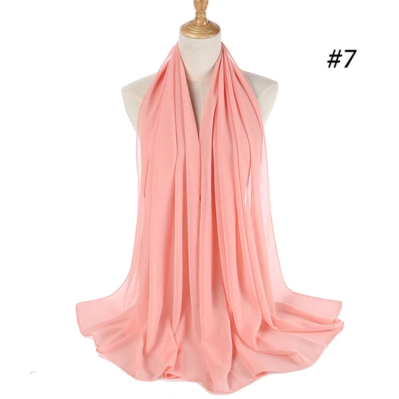 Muslim Chiffon Hijab Women Bubble Chiffon Scarf For Women Ladies Veil Muslim Islam Solid Color Malaysia Wrap Scarves