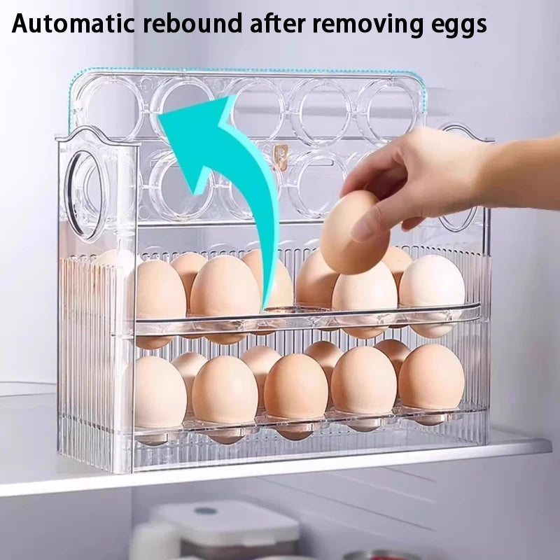Self-Rolling Egg Dispenser – 2-Layer Clear Egg Storage Bin for Fridge Door
