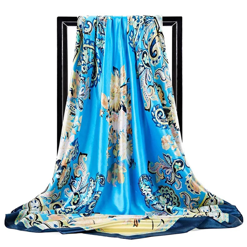 Scarves For Women Print Silk Satin Head Scarf Female Luxury Brand Square Shawl Large Hijab Scarfs