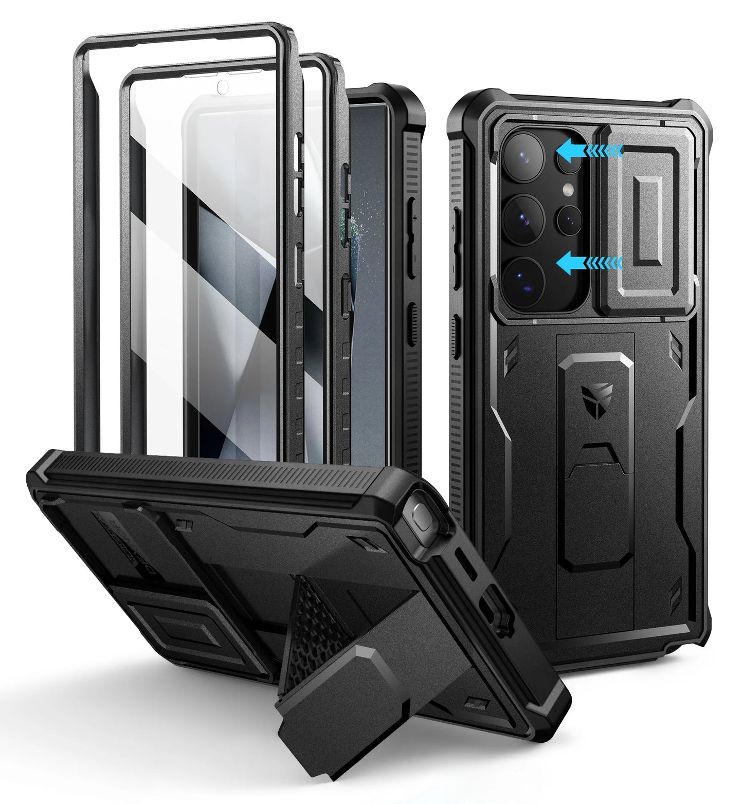 For Samsung Galaxy S24 Ultra 6.8 inch 2024 Case Full Body Rugged Case with Camera Cover & Built-in Screen Protector Kickstand