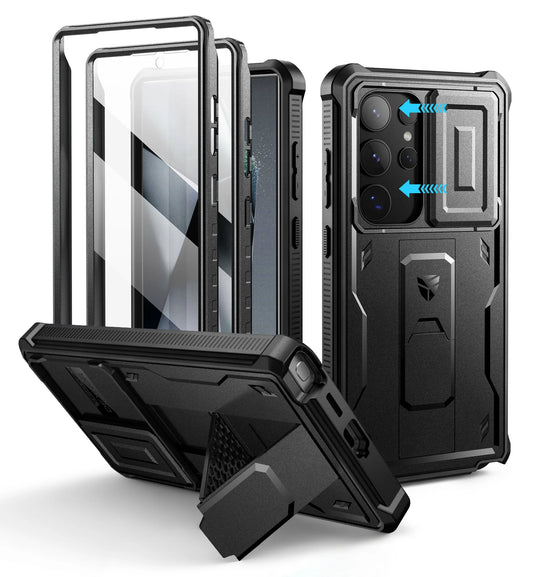 For Samsung Galaxy S24 Ultra 6.8 inch 2024 Case Full Body Rugged Case with Camera Cover & Built-in Screen Protector Kickstand