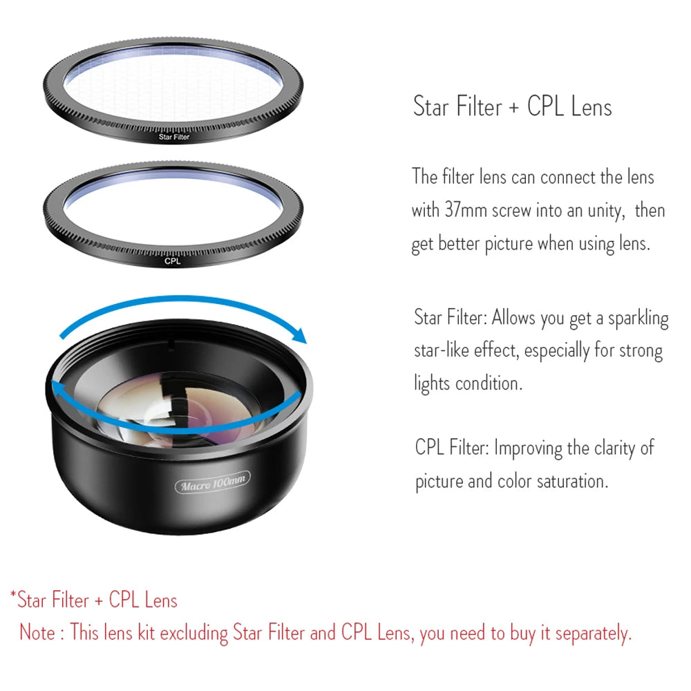 100mm Macro Smartphone Camera Lens with Universal Clip