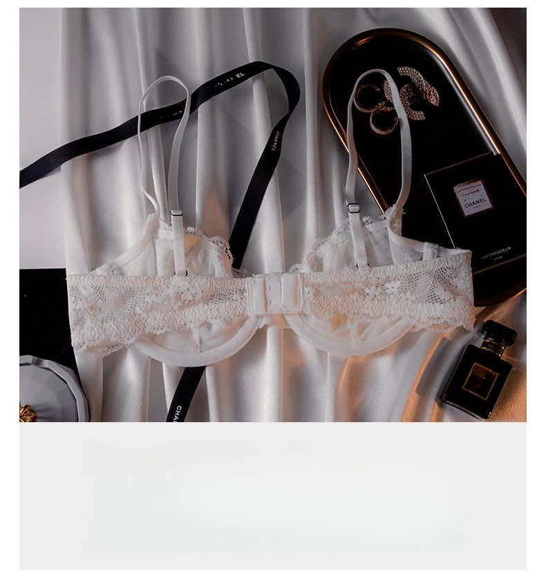 Womens Lace Half Cup Underwire Push Up Bra Set