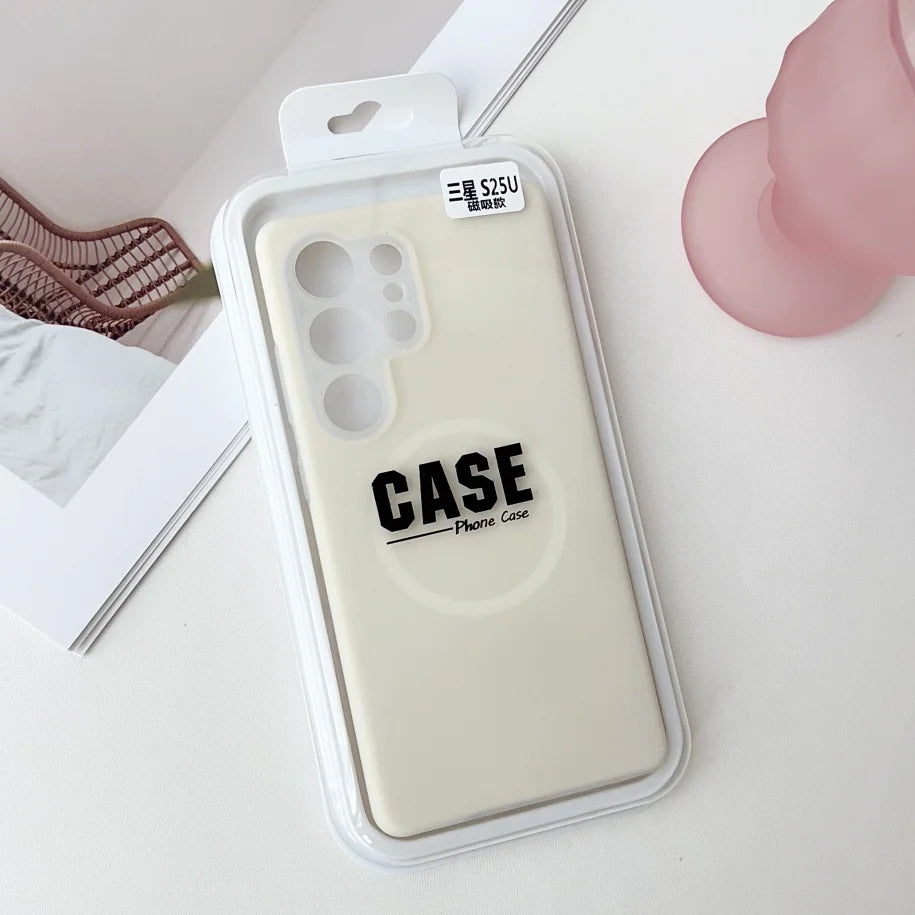 MagSafe Jelly Silicone Case with Magnetic Lens Protection for Samsung Galaxy S26 / S25 / S24 / S23 Ultra / Plus / FE – Solid Color Shockproof Cover