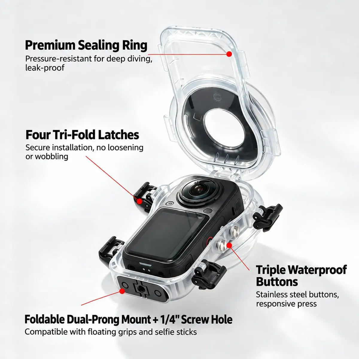 60 Metre Invisible Waterproof Diving Case for Insta360 X6