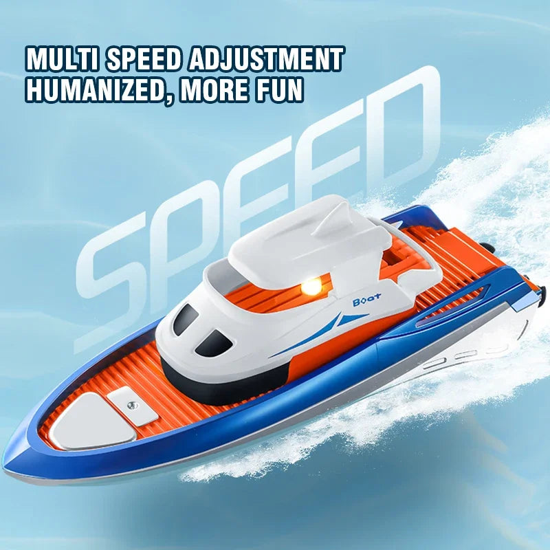 Mini Rc Boat 1/32 Radio Remote Controlled High Speed Ship with Led Light Palm Boat Summer Water Toy Pool Toys Models Gifts