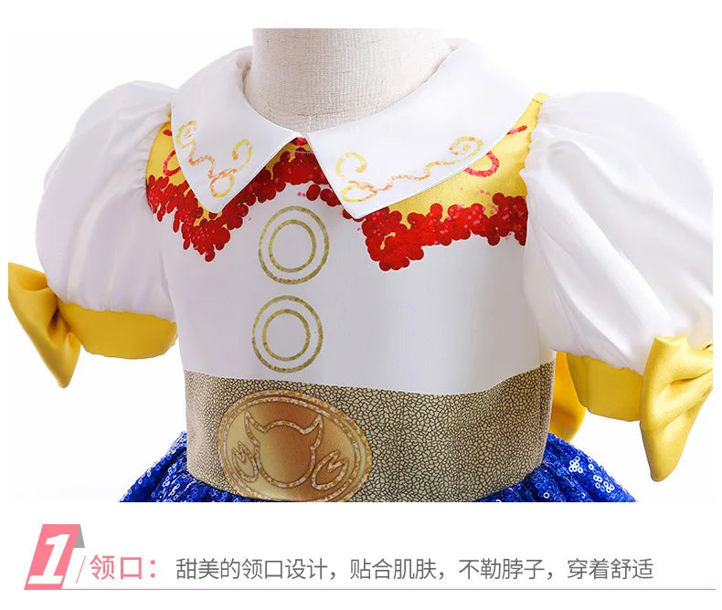 Patchwork Dress - Western Style Cosplay Gown with Color Block Design | Kids Birthday Party Dress