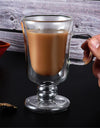 Double Wall Glass Irish Coffee Mug Bubble Tea Milkshake Cup Ice Cream Cup with Handle Milk Fruit Juice Glass Cup
