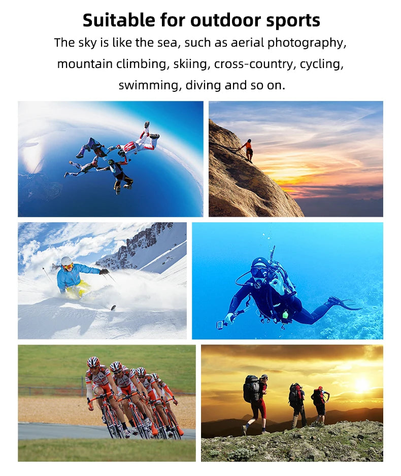 Action Sports Camera 4K Action Cam Pro Touchscreen Helmet Motorbike Helmet Cameras Video Recording Outdoor Waterproof WiFi