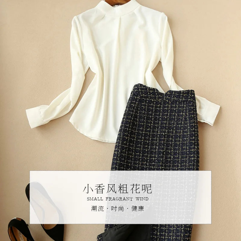 Gold Silk Small Fragrance Fabric, Polyester Woolen Tweed Fabric, Women's Shoes Bags, DIY Clothing Dress, Handmade Manual Sewing