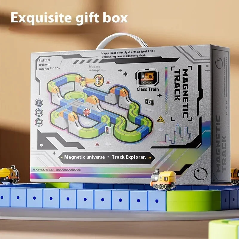 Versatile megnetic Attraction megnetic Block Track Electric Small Train megnetic Car Car Railtrack Set Toy  Gifts