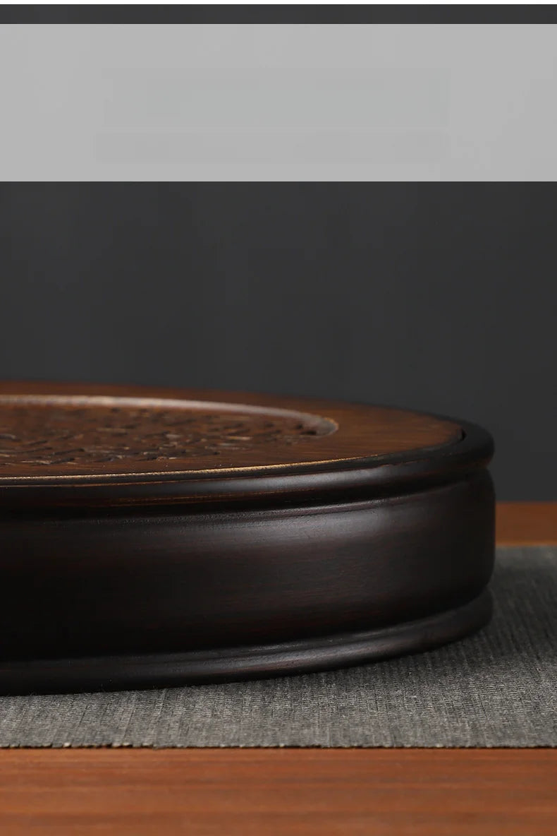 Chinese Tea Ceremony Culture Oval Tea Tray Natural Bamboo Hollow Drainage Storage Tea Tray Home Solid Wood Storage Tray